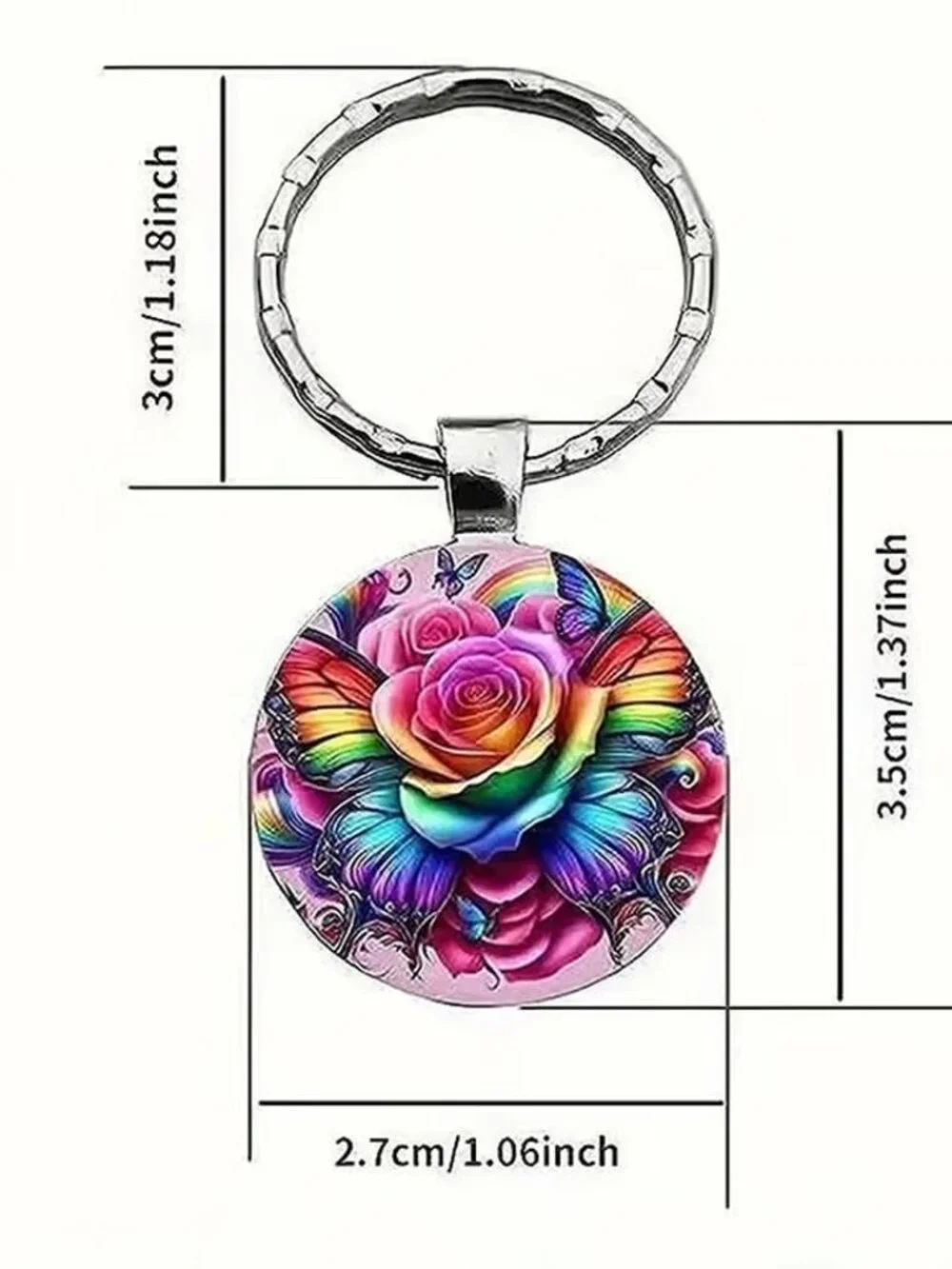 Stainless Steel ROSES Butterfly Keyring Keychain Accessory